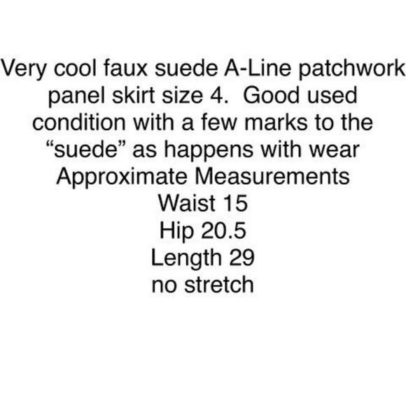 Renuar Patchwork Panel A-Line Skirt Womens Brown Cool Faux Suede Casual Size 4 - Picture 8 of 16